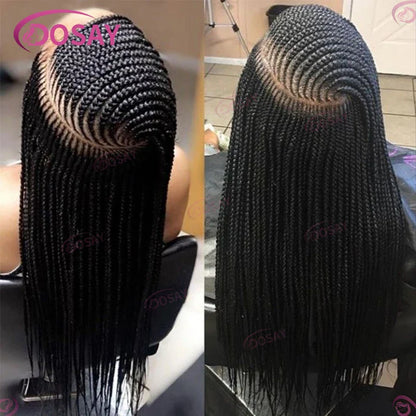 Detailed image of the luxurious high temperature fiber used in the braided wig, emphasizing its durability and elegance.