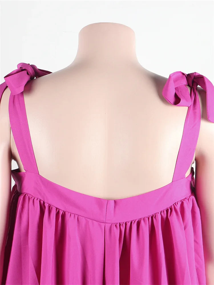 Beautiful Wmstar Plus Size Maxi Dress in classic red, ideal for evening events, featuring a flowing straight silhouette and sleeveless design.