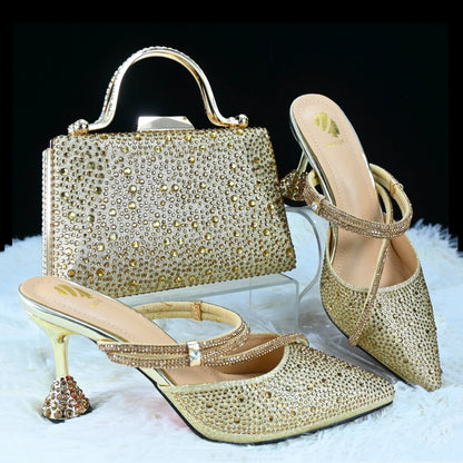 Fashionable luxury Italian women's pump and bag set, designed for ultimate spring and autumn elegance.