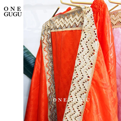 Stylish flat lay of the plus size 2 piece African bazin dress set with loincloths, highlighting rich colours and traditional design.