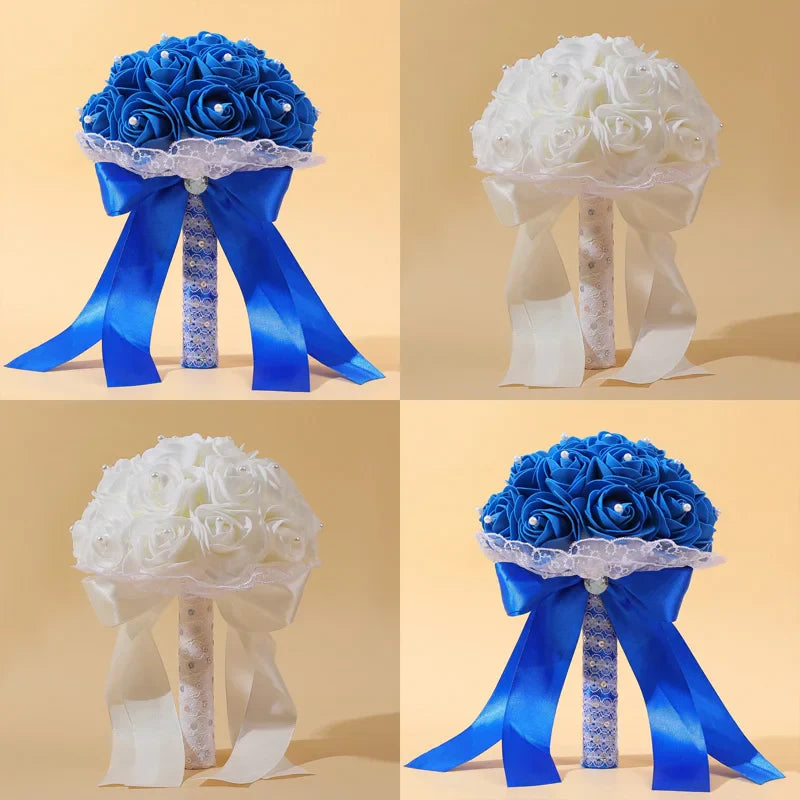 Charming foam rose bouquet for weddings, designed to enhance bridal aesthetics, measuring 24x16cm.