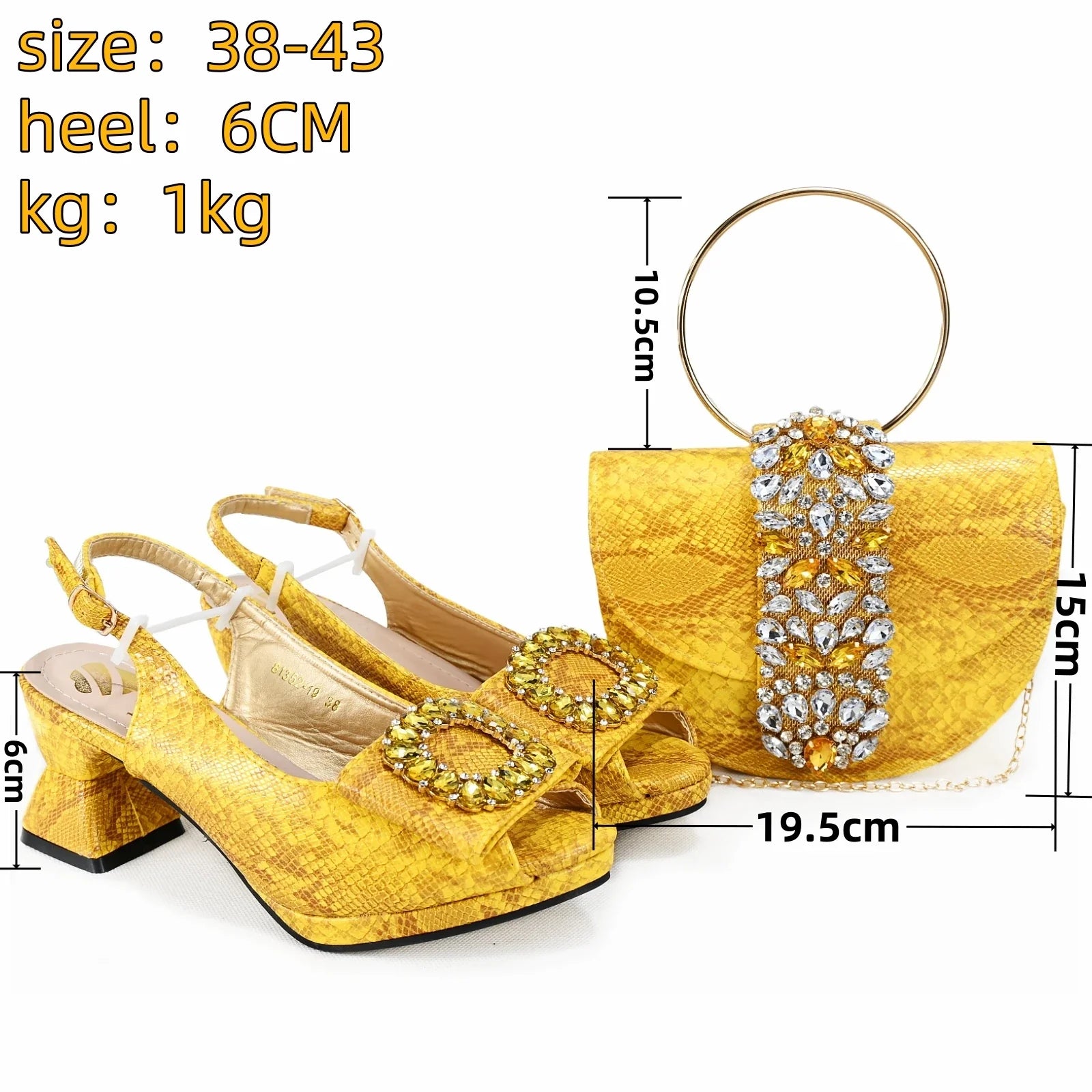Versatile yellow pump set for women, featuring stylish rhinestones and a comfortable design, perfect for special occasions.