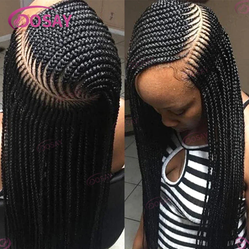 Beautifully styled braided wig for women, offering an average cap size and a sophisticated look for any occasion.