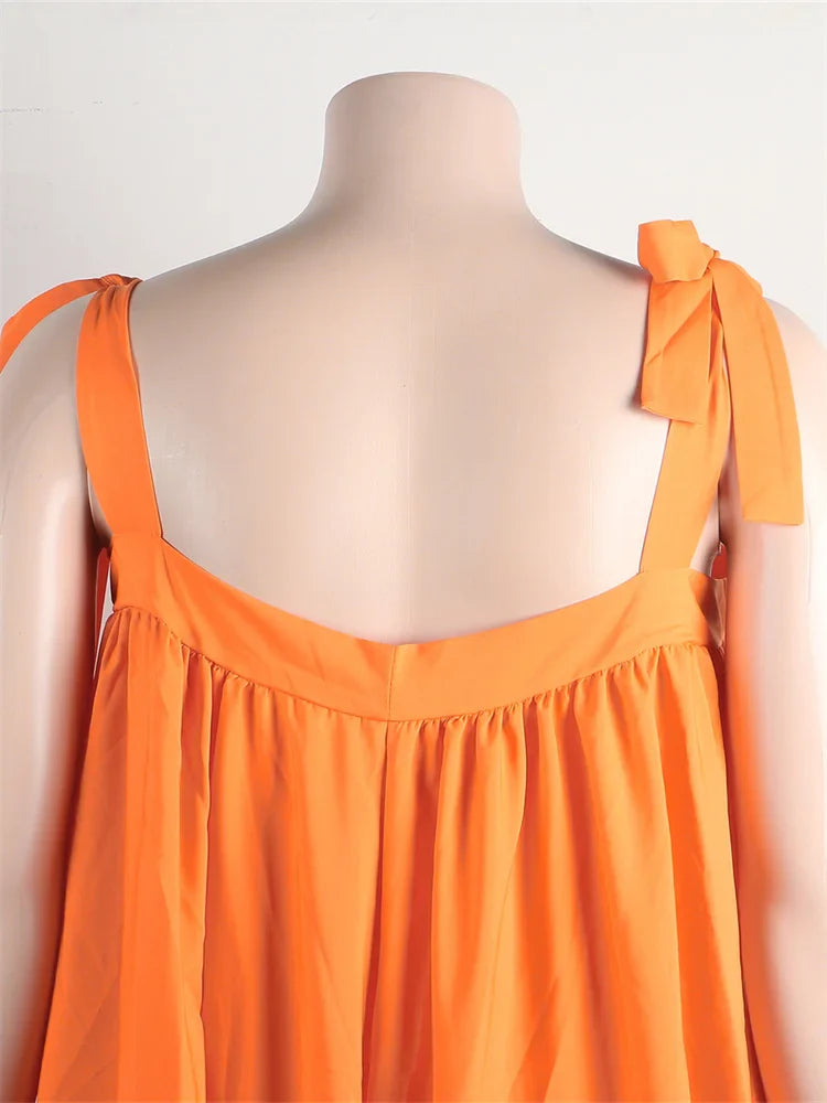 Luxury Wmstar Plus Size Maxi Dress in elegant solid design, ankle-length slip perfect for summer events, available in L-4XL sizes.