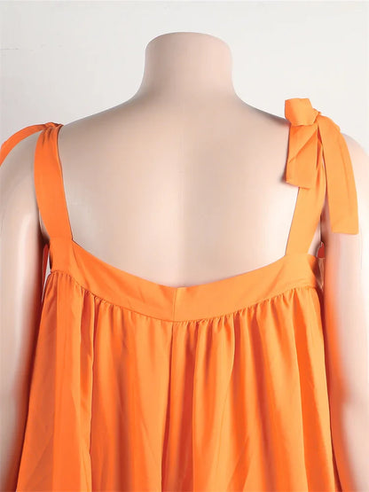 Luxury Wmstar Plus Size Maxi Dress in elegant solid design, ankle-length slip perfect for summer events, available in L-4XL sizes.