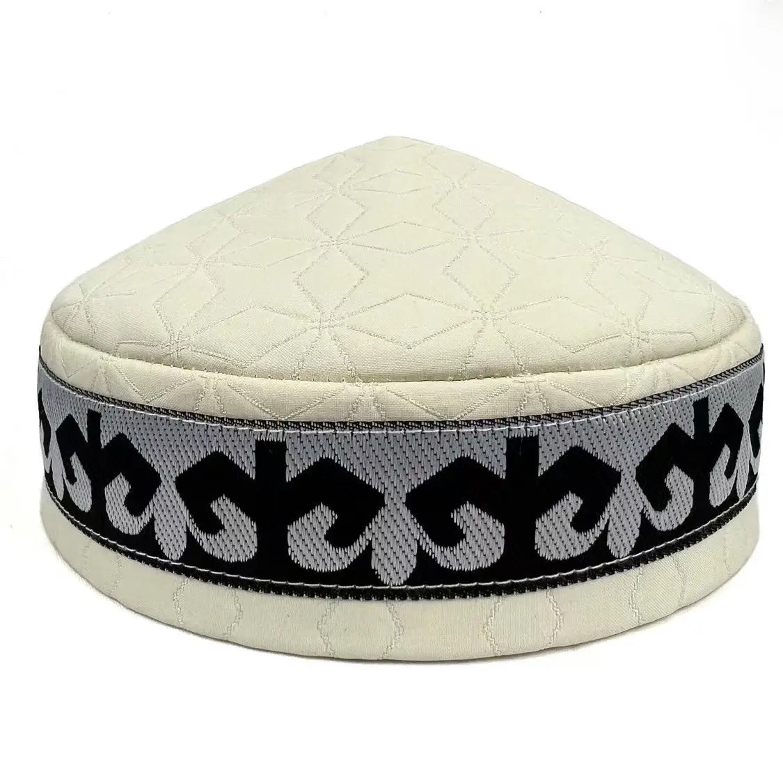 Elegant Kazakh handmade hat for men, featuring intricate embroidery and crafted from cotton in luxurious blue.