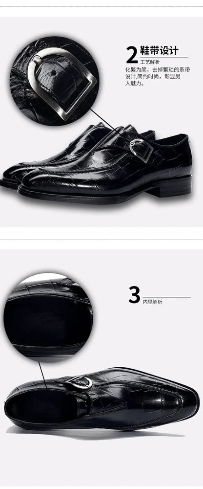 Overview of Brangdy Men's Oxford Shoes in Solid Colour with Non-Slip Rubber Outsole, Combining Comfort with Luxurious Style.