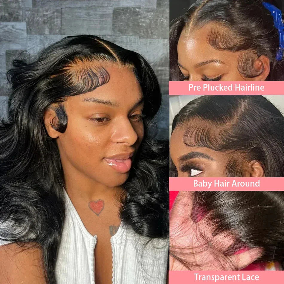 Side view of the Luxury Short Body Wave Lace Frontal Wig, demonstrating the perfect fit and the natural look of the 200% density Remy hair.