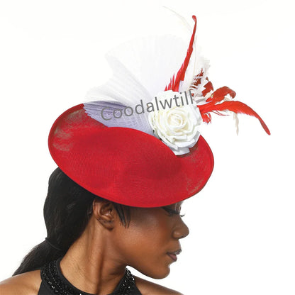 Stylish pillbox cap fascinator featuring floral design and feathers, an ideal accessory for formal events and dinner parties.