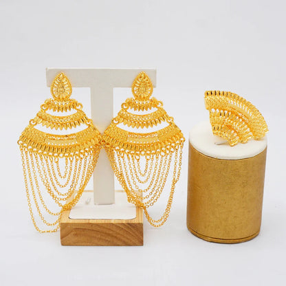 Beautifully designed long tassel earrings, ideal for women seeking unique, sophisticated jewellery for weddings or formal events.