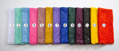 Stunning embroidered tulle fabric with sequins, perfect for lavish wedding gowns, demonstrating the vibrant elegance of African silk lace craftsmanship.