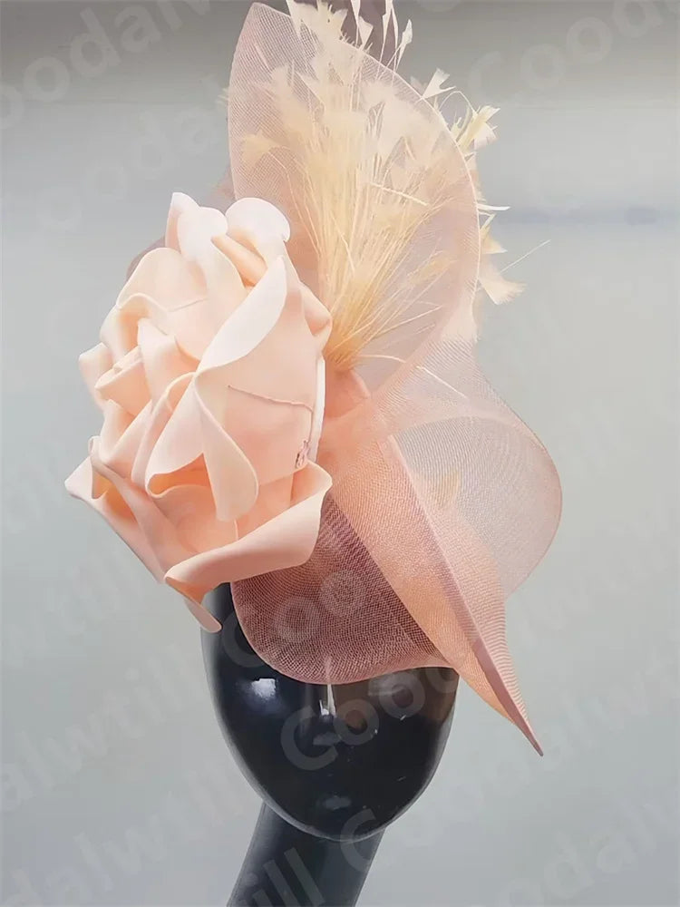 Luxurious polyester purple fascinator hat for women, effortlessly combining fashion and function for formal gatherings and performances.