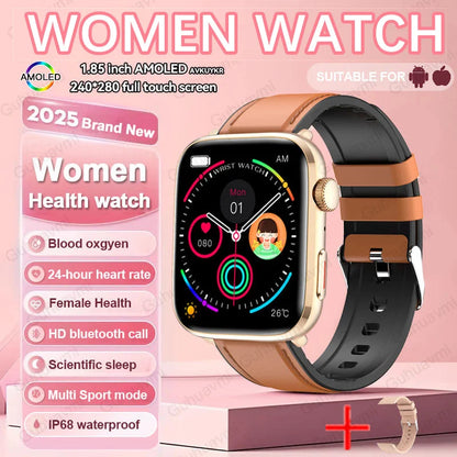 Luxury Women's Smart Watch with NFC capabilities and comprehensive health tracking features, elegantly designed to complement any outfit.