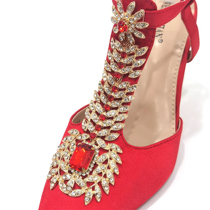 Sophisticated women’s red shoe and bag set displayed together, highlighting the perfect match for elegant outfits.