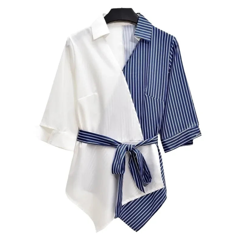 Elegant model wearing the luxury women's plus size two-piece summer set, perfect for casual outings.