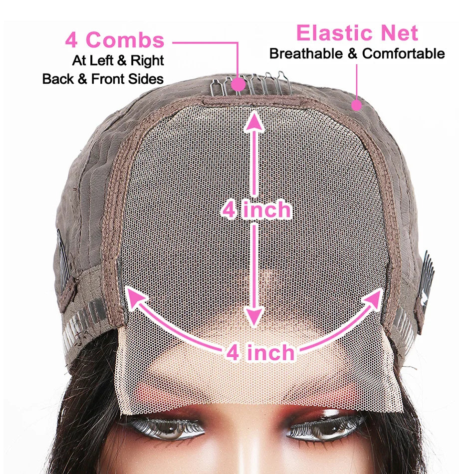 Stylish Brazilian hair lace front wig in straight texture, ideal for chic hairstyles and featuring a versatile short length between 4-16 inches.