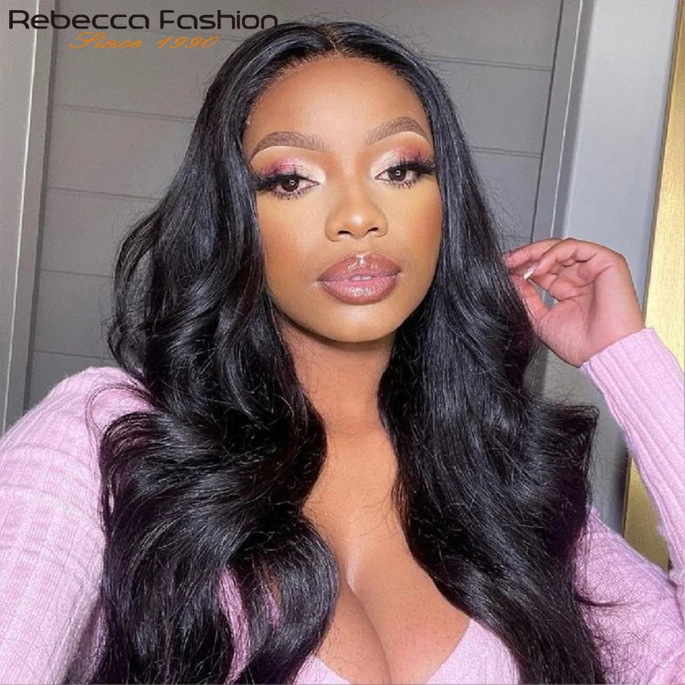 Transparent lace T-Part design of the Luxury Body Wave Wig, highlighting the versatility and realistic appearance for comfortable wear.