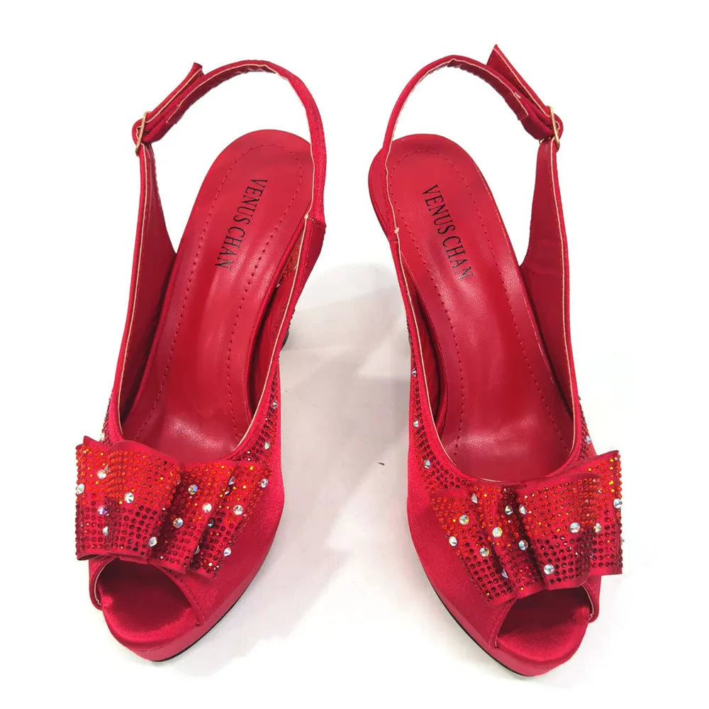 Elegant flat lay of luxury slingback sandals and matching handbag set, ideal for women seeking stylish party footwear and accessories.