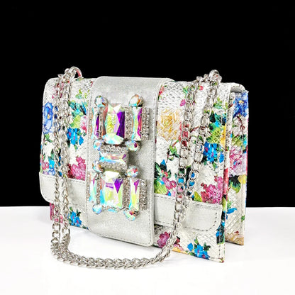 High-heeled purple sandals with exquisite rhinestone embellishments, perfect for formal occasions and weddings.