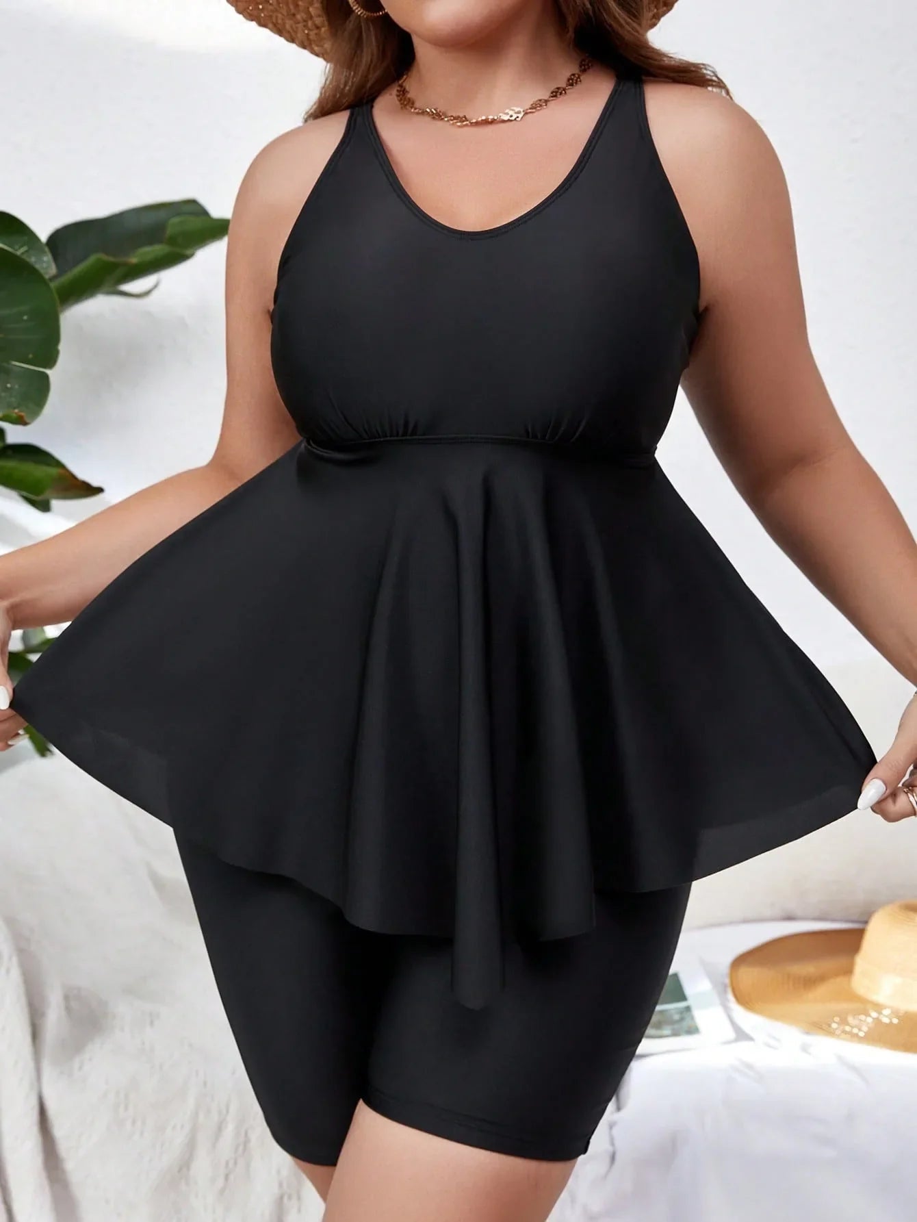 Exquisite Valavalaki Plus Size Tankini Set for Women featuring luxurious push-up design and refined high waist for a flattering silhouette.