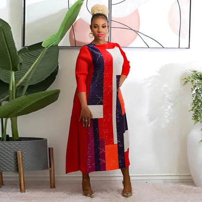 Beautifully designed long Dress with traditional African Dashiki elements, perfect for women seeking style and cultural flair in a plus size outfit.