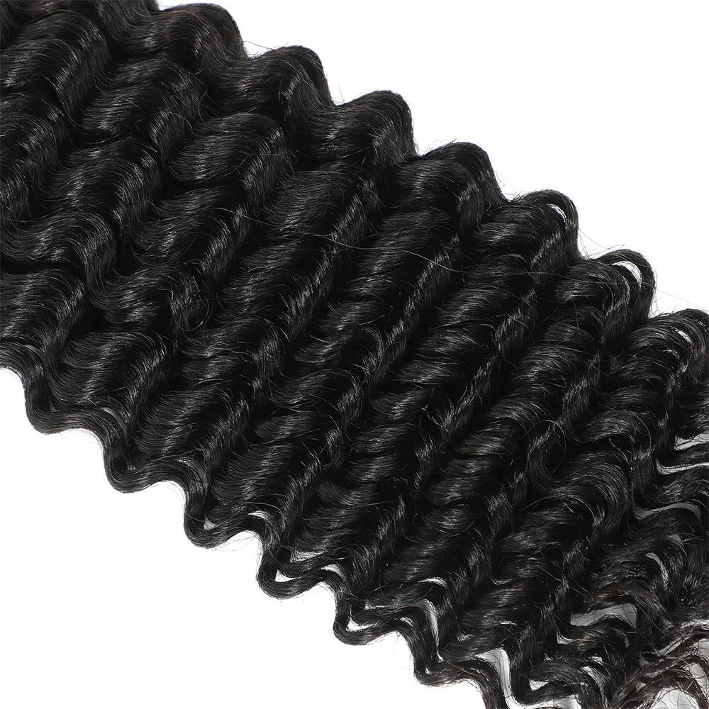 Elegant and voluminous 18 Inch Deep Wave Curly Brazilian Human Hair Bundles - Perfect for Stunning Braids.