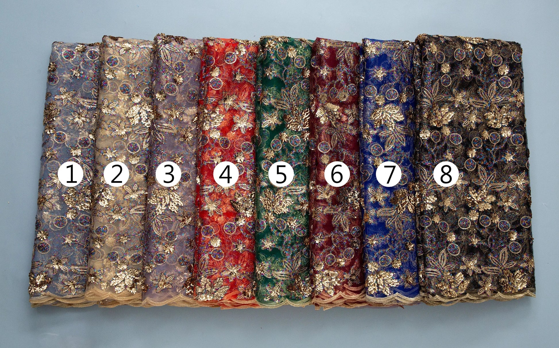 Elegantly crafted Kalume lace fabric in rich detail, perfect for creating stunning dresses for special occasions and celebrations.