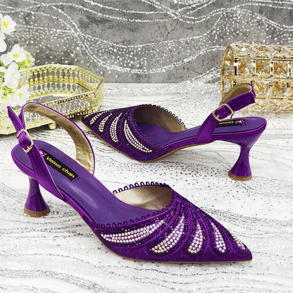 Women's luxury shoe and bag set displayed on a beautifully styled background, showcasing a perfect blend of fashion and elegance.