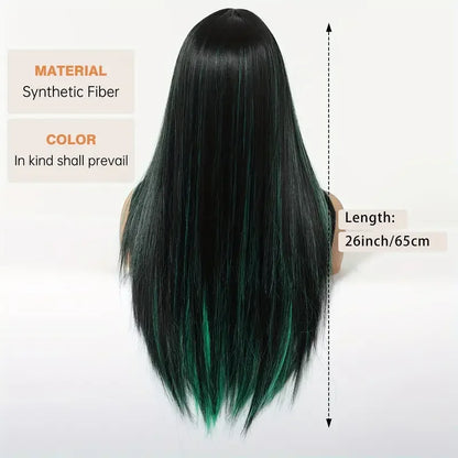 Heat resistant black and red synthetic wig featuring a straight texture, suitable for fashion-forward women.