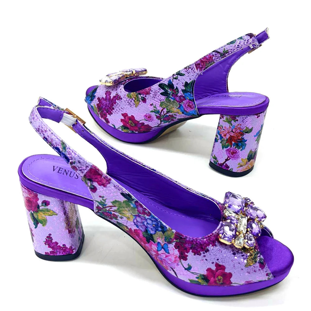 Venus Chan's luxurious women's shoe and bag set, showcasing an elegant design perfect for formal events and fashionable gatherings.