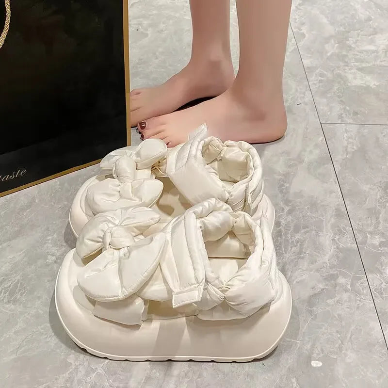 Elegant genuine leather gladiator sandals for women featuring a luxury butterfly-knot detail, perfect for summer vacations.