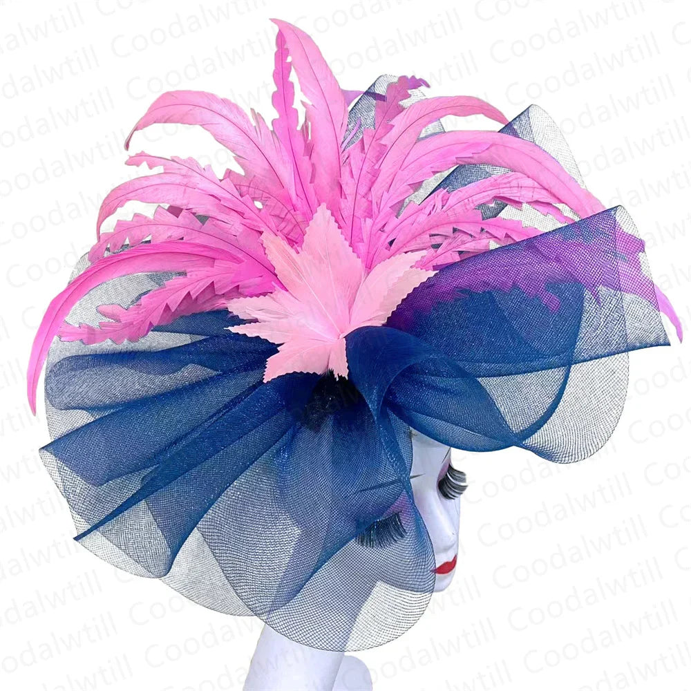 Lavish Kentucky Derby fascinator hat in solid design, a stunning accessory for women's fashion at upscale events.