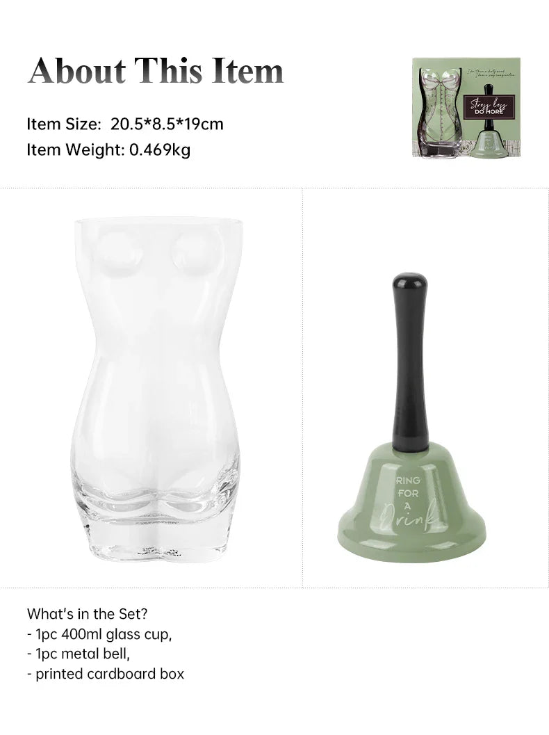 Unique glass beer mug by BespritGift showcasing a hand bell design, a luxurious gift choice for beer lovers.