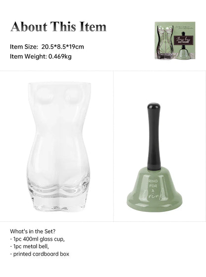 Unique glass beer mug by BespritGift showcasing a hand bell design, a luxurious gift choice for beer lovers.