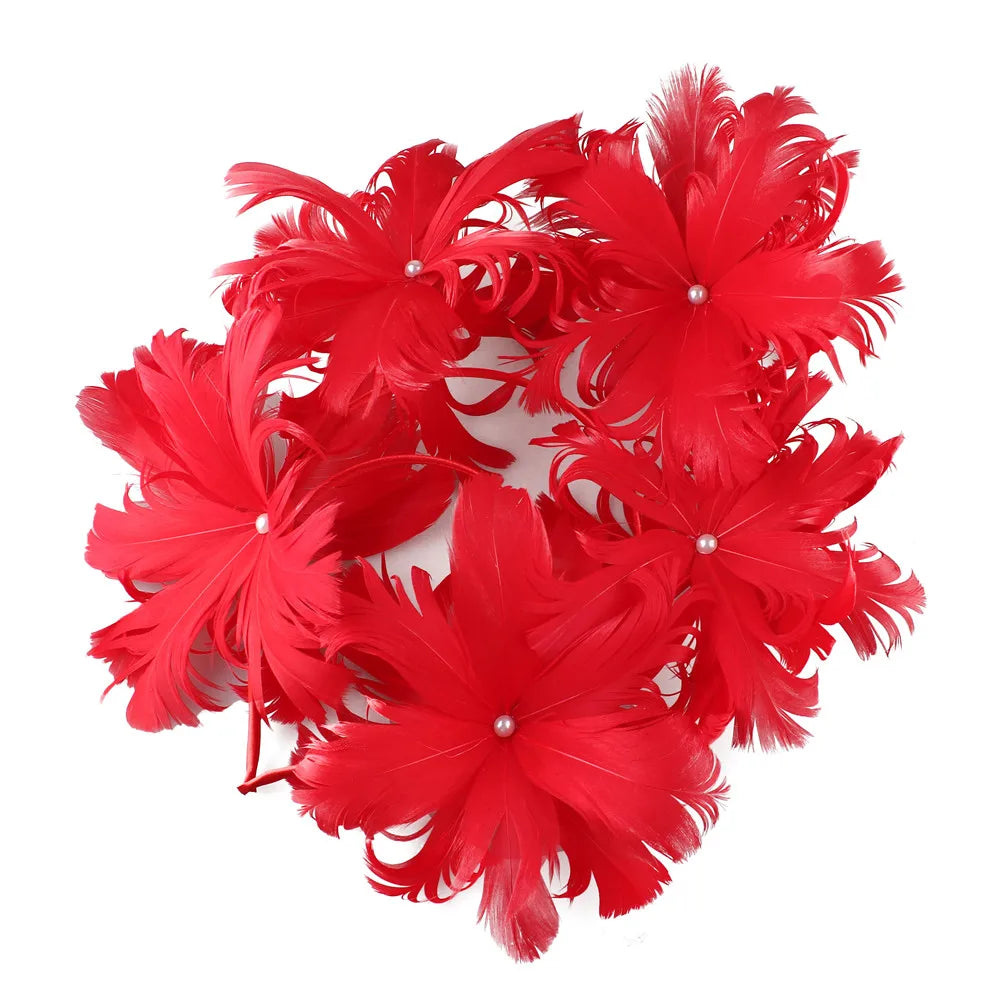 Elegant blue feather wedding headband fascinator designed for women, perfect for bridal parties and formal occasions.