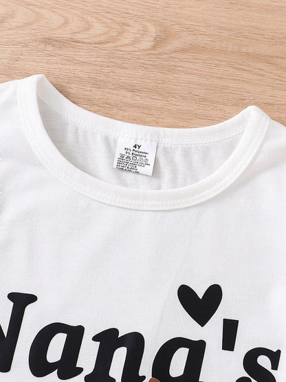 Chic O-neck tee in luxury summer fashion for girls, designed with a trendy letter pattern, perfect for ages 4-6Y.