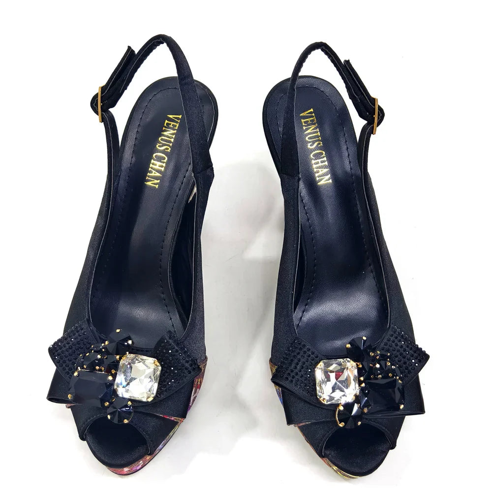 Elegant high heel shoes in a matching royal blue, embellished with rhinestones and spike heels, available in sizes 37-43.