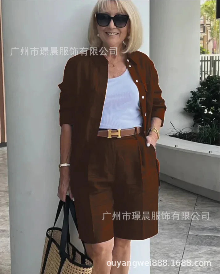 Modern and fashionable 2-piece summer outfit for women, showcasing a beautiful solid colour design.