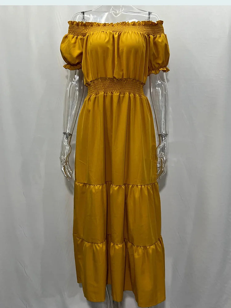 Sophisticated ankle-length red dress for women featuring a relaxed silhouette, suitable for holidays and summer events.