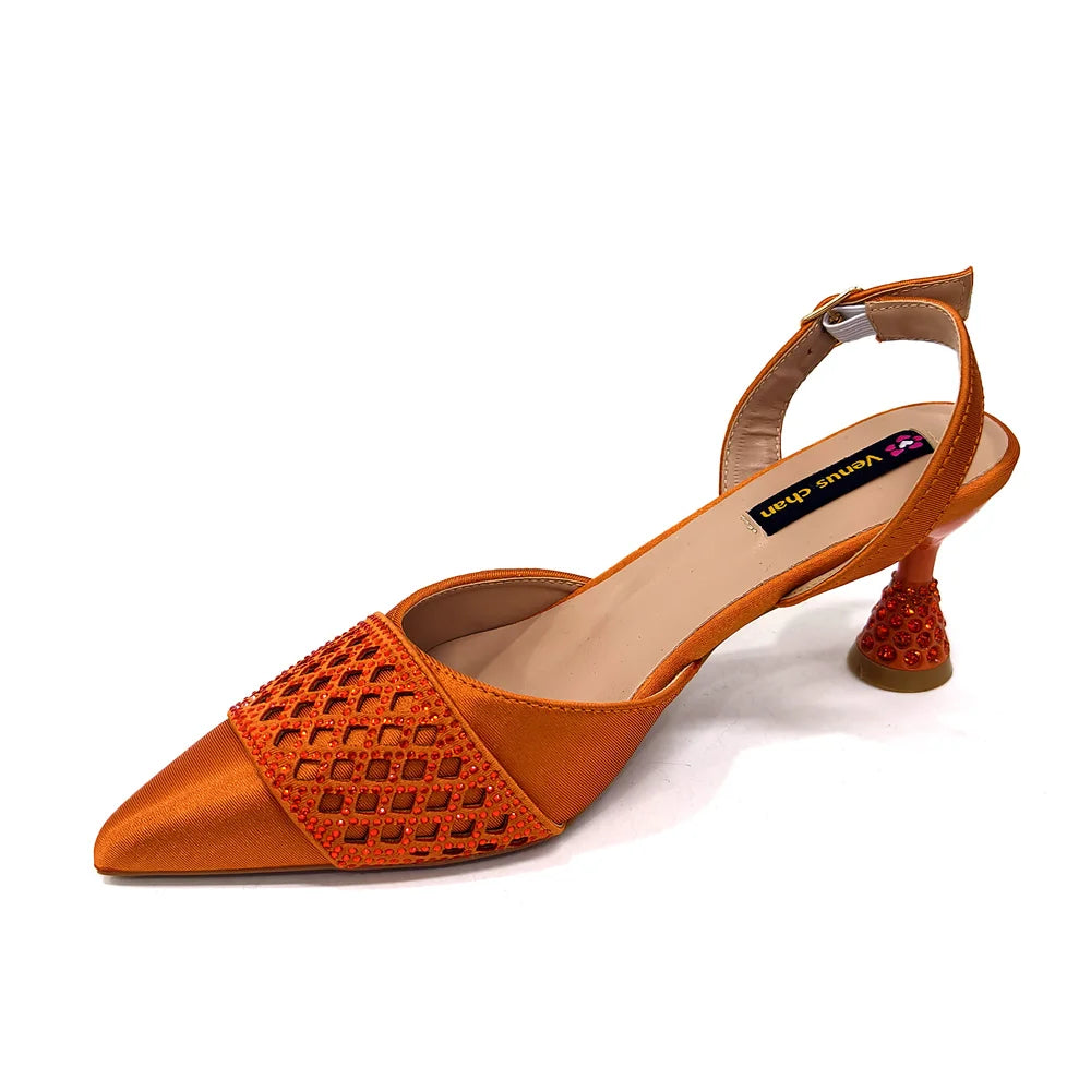 Sleek and stylish pointed toe design of the Italian slingback pumps, ideal for parties and special occasions.