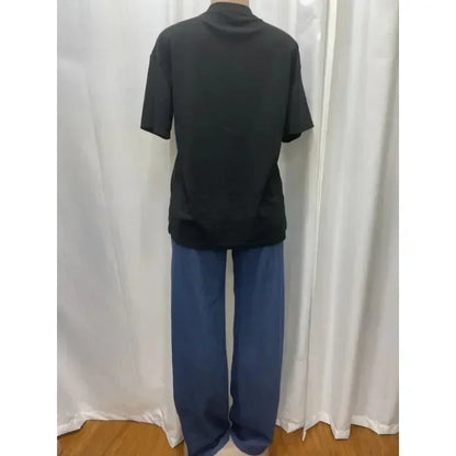 Full view of the women's African Dashiki denim set, featuring a sophisticated design and flattering fit for versatile summer fashion.