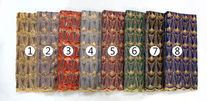 Elegant Kalume high-quality African lace fabric with intricate sequins, measuring 5 yards, ideal for upscale wedding and party dress designs.