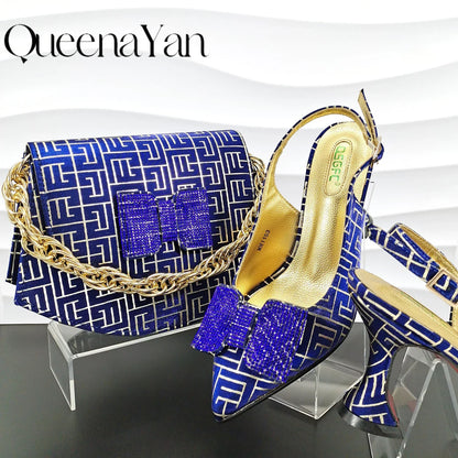 Sleek pointed toe high heels in a luxurious synthetic material, beautifully paired with a stylish handbag, ideal for sophisticated occasions.