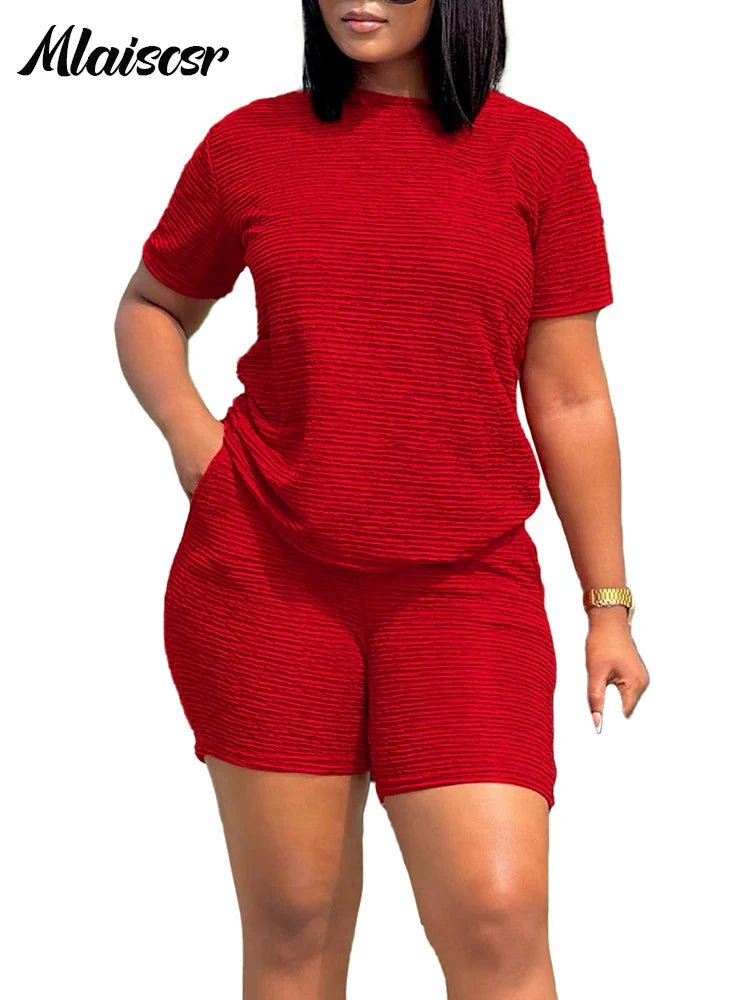 Model wearing Mlaiscsr Women’s Sporty Matching Set, epitomising relaxed elegance for warm-weather occasions.