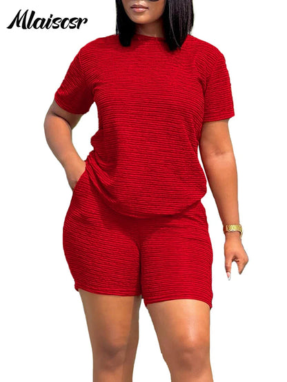 Model wearing Mlaiscsr Women’s Sporty Matching Set, epitomising relaxed elegance for warm-weather occasions.