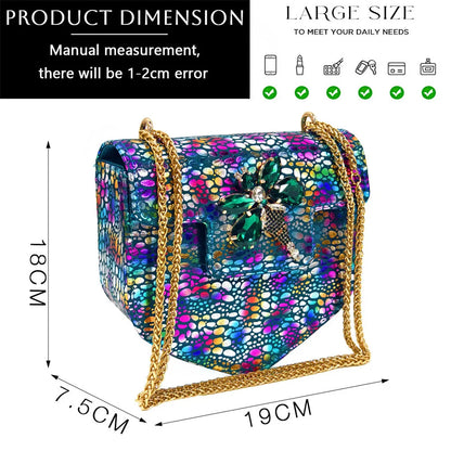 Matching yellow handbag featuring a metal handle and long chain shoulder strap, designed to complement luxe stilettos.