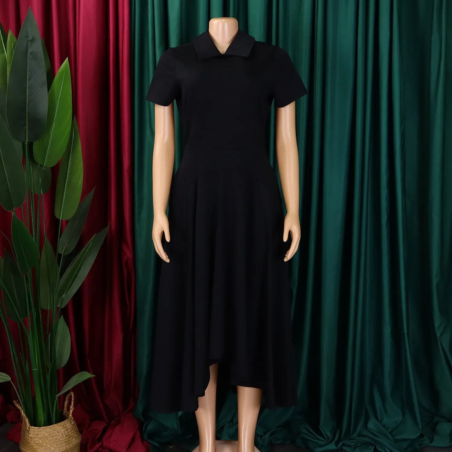 Charming Peter Pan collar detail on Women's Elegant Church Dress by Hot Trends Area, perfect for summer events.