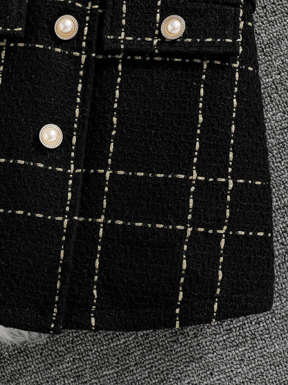 Charming plaid skirt of the girls' ceremonial dress set designed for young girls, epitomising elegance and sophistication.