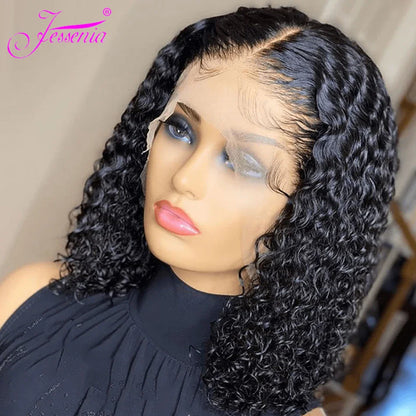 Model showcasing the stunning Mongolian Kinky Curly Wig, demonstrating its voluminous curls and beautiful natural movement for a stylish ensemble.