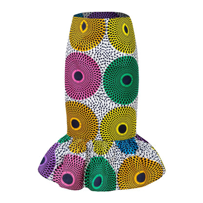 Elegant Ankara wax print midi skirt designed for women, showcasing rich patterns ideal for weddings and parties.